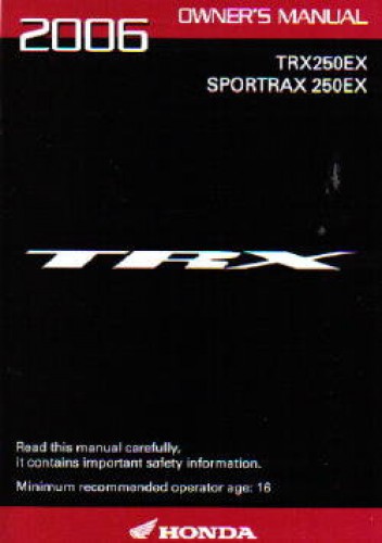 Official 2006 Honda TRX250EX A CE Factory Owners Manual
