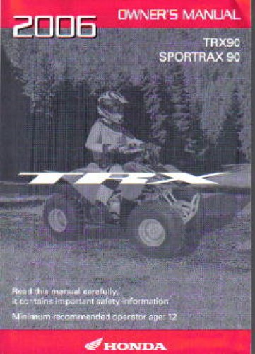2006 Honda TRX90 Sportrax 90 ATV Owners Manual