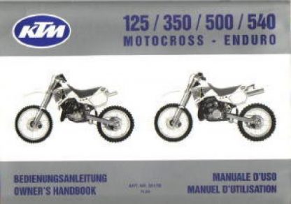 Official 1990 KTM 125 350 500 540 Motocross-Enduro Owners Handbook