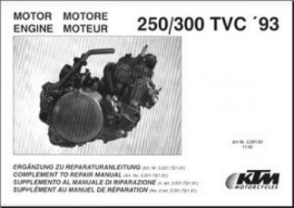 Official 1993-1995 KTM 250 300 TVC Motor Manual Supplement