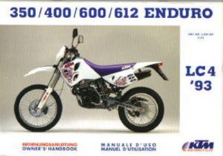 Official 1993 KTM 350 400 600 612 Enduro Owners Handbook