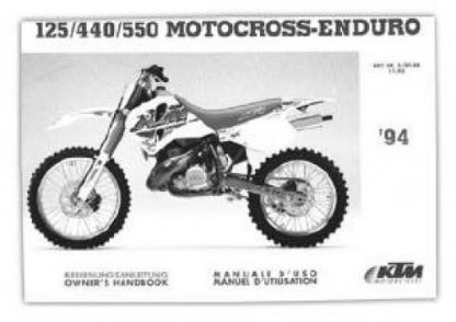 Official 1994 KTM 125 440 550 EGSEXCMXCSX Owners Handbook