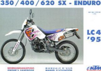 Official 1995 KTM 350 400 620 EGS EXC RXC SC SX-Enduro Owners Handbook