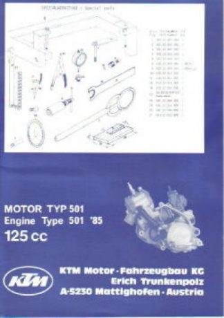 Official 1985 KTM 125cc 501 Engine Spare Parts Poster