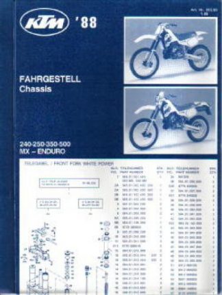 Official 1988 KTM 250 350 500 MX EXC EGS Chassis Spare Parts Poster