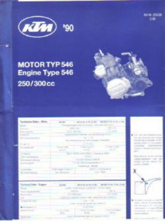 Official 1990 KTM 250 300cc Engine Spare Parts Poster