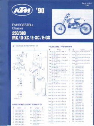 Official 1990 KTM 250 300 Chassis Spare Parts Poster