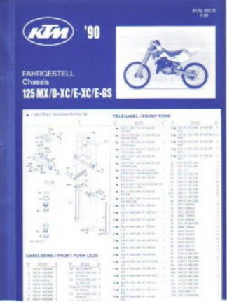 Official 1990 KTM 125 MX DXC EXC EGS Chassis Spare Parts Poster