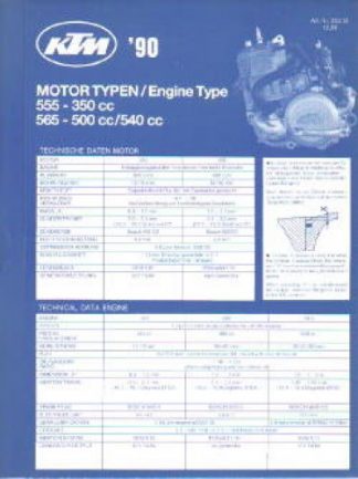 Official 1990 KTM 350 500 540 Engine Spare Parts Poster