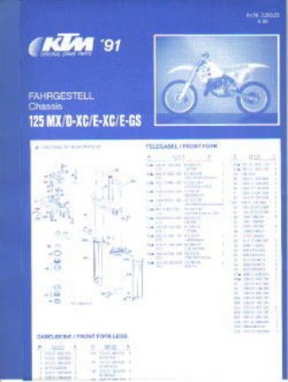 Official 1991 KTM 125 MX DXC EXC EGS Chassis Spare Parts Poster