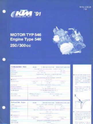 Official 1991 KTM 250 300 Engine Spare Parts Poster