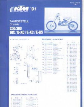 Official 1991 KTM 250 300 MX DXC EXC EGS Chassis Spare Parts Poster