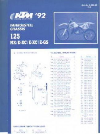 Official 1992 KTM 125 MX D-XC E-XC E-GS Chassis Spare Parts Poster