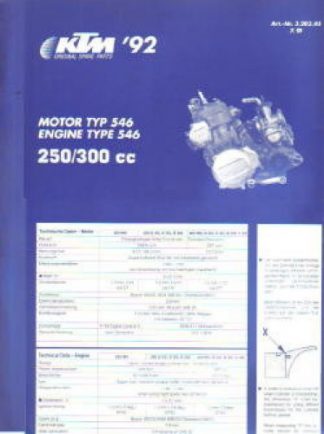 Official 1992 KTM 250 300cc 546 Engine Spare Parts Poster