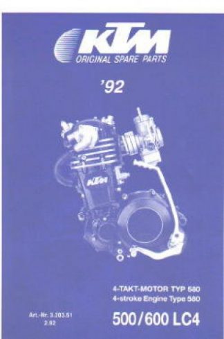 Official 1992 KTM 500 600 LC4 Engine Spare Parts Manual