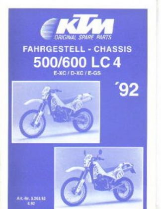 Official 1992 KTM 500 600 LC4 EXC DXC EGS Chassis Spare Parts Manual