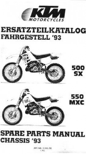 Official 1993 KTM 500SX 550MXC Chassis Spare Parts Manual