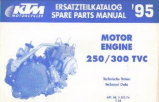Official 1995 KTM 250 300 Engine Spare Parts Manual