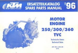Official 1996 KTM 250 300 360 TVC Engine Spare Parts Manual