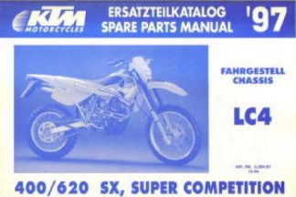 Official 1997 KTM 400 620 SX SC Chassis Spare Parts Manual