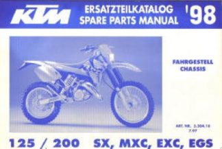 Official 1998 KTM 125 200 SX MXC EXC EGS Chassis Spare Parts Manual