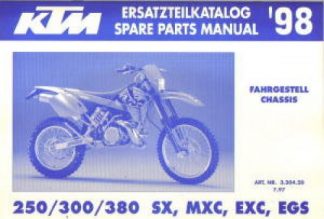 Official 1998 KTM 250 300 380 SX MXC EXC EGS Engine Spare Parts Manual