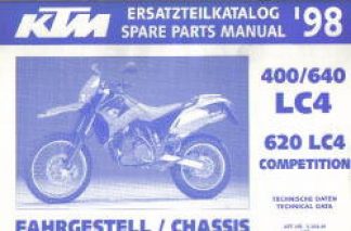Official 1998 KTM 400 640 LC4 620 LC4 Chassis Spare Parts Manual