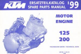 Official 1999 KTM 125 200 Engine Spare Parts Book