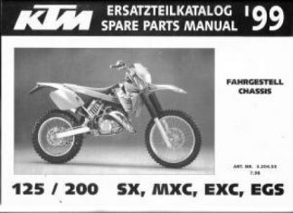 320479 2000 KTM 125 200 SX MXC EXC Chassis Spare Parts Manual 
