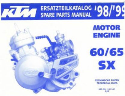 Official 1998 and 1999 KTM 60 65 SX Engine Parts Manual