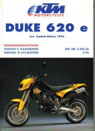 Official 1996 KTM Duke 620e Owners Handbook