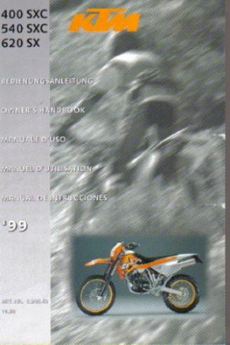 Official 1999 KTM 400 540 620 SX SXC Owners Handbook