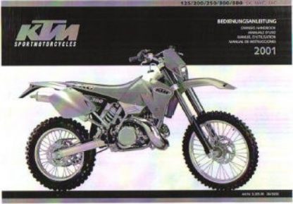 Official 2001 KTM 125 200 250 300 380 SX MXC EXC Owners Handbook