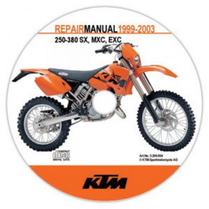 Official 1999-2003 KTM 250-380 SX MXC EXC Repair Manual on CD-ROM