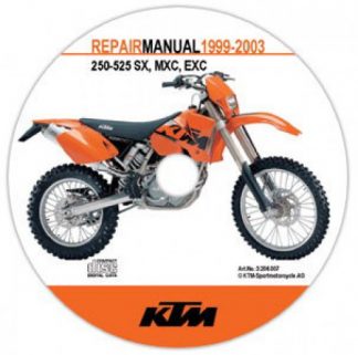 Official 1999-2003 KTM 250-525 SX MXC EXC Repair Manual on CD-ROM