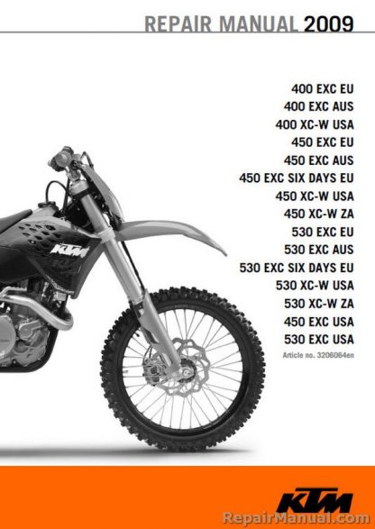 Official 2009 KTM 400 450 530 EXC XC-W Six Days Service Manual