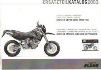 Official 2003 KTM 640 LC4 Parts Manual Supplement