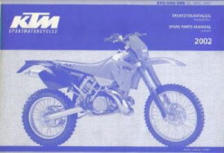 Official 2002 KTM 250 300 380 SX MXC EXC Chassis Spare Parts Manual