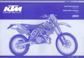Official 2003 KTM 250 300 MXC EXC Chassis Spare Parts Manual