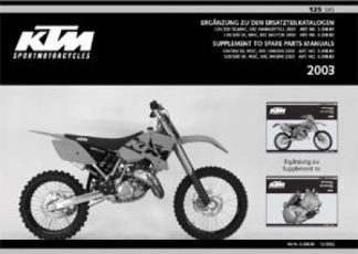Official 2003 KTM 125 SXS Supplement to Spare Parts Manual