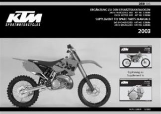 Official 2003 KTM 250 SXS Supplement to Spare Parts Manual
