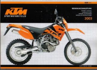 Official 2003 KTM 625SXC Owners Manual