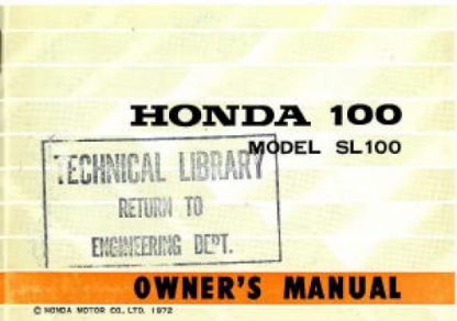 Official 1972 Honda SL100K2 Owners Manual
