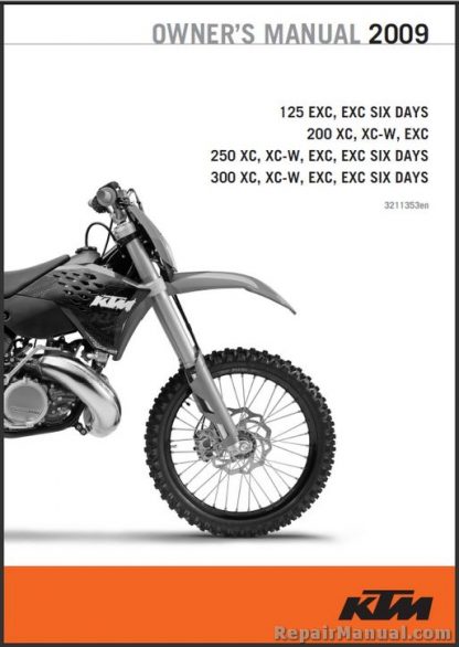 2009 KTM 125 200 250 300 XC XC-W EXC Owners Manual