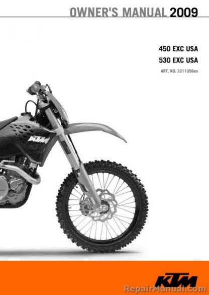 Official 2009 KTM 450 EXC 530 EXC Owners Manual (printed)