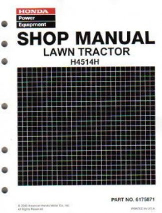 Official Honda H4514H Lawn Tractor Shop Manual