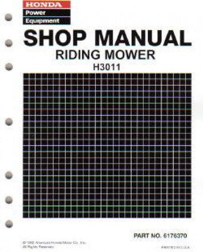 Official Honda H3011 Riding Mower Shop Manual