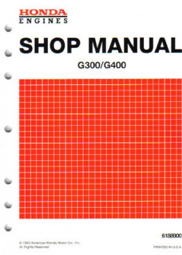 Official Honda G300 And G400 Engine Shop Manual