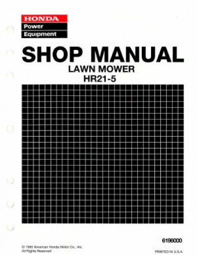 Official Honda HR21-5 Lawn Mower Shop Manual