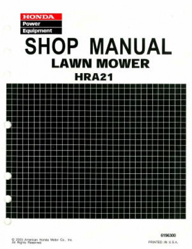 Official Honda HRA21 Lawn Mower Shop Manual